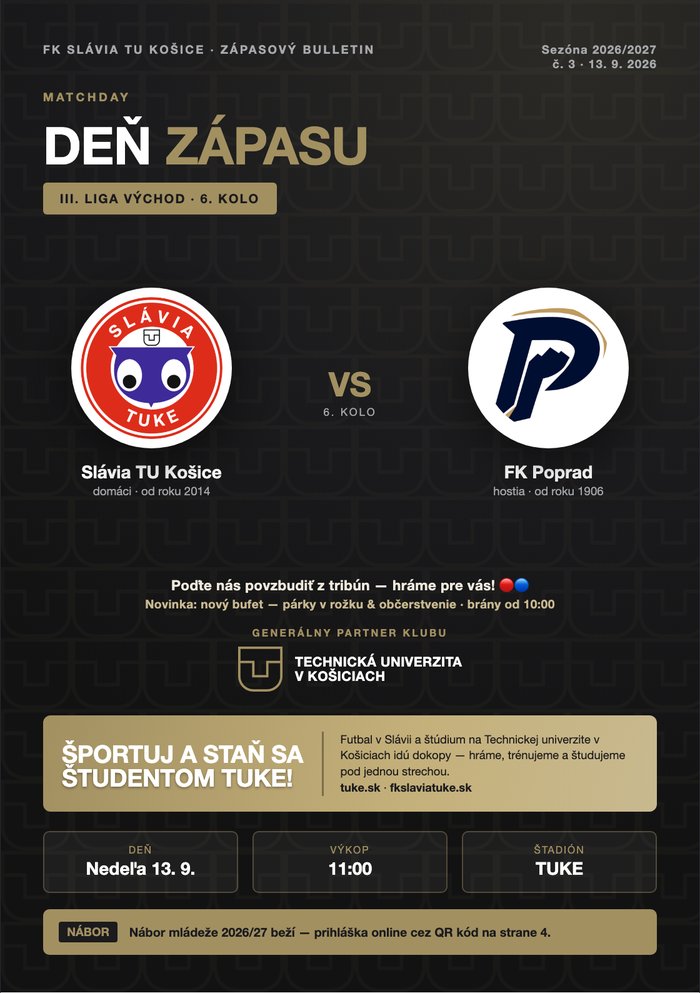 Obálka bulletinu Slávia TU Košice – FK Poprad